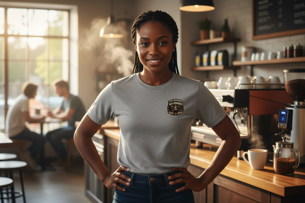 Athletic Grey - Black Woman Barista Model
